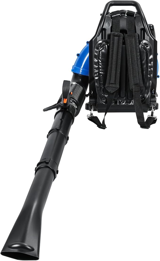 4-Cycle High Power Gas Backpack Leaf Blower5HP - 75.6CC Engine 750CFM Tornado-Like Airflow Adjustable Speed Ergonomic Design for Effortless Leaves Snow and Debris Cleanup