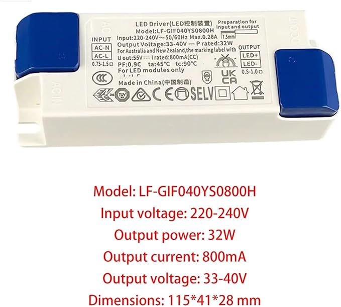 for LiFud LED Driver Ballast LF-GIRxxxYS Series 21W 500mA 23.4W 600mA 28W 700mA 30W 750mA 32W 800mA 34W 850mA Power Supply(LF-GIF040YS0800H)