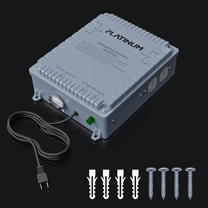 Lighting Relay Controller 4000W 4-Light HID Master Relay Controller w/Trigger Cord for Hydroponics Indoor Grow Lighting (4-Outlet)