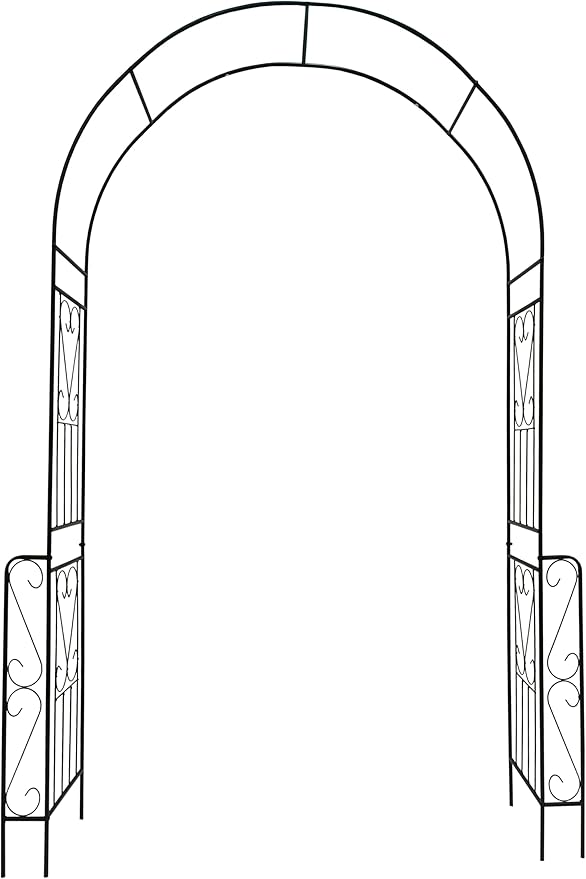 Metal Garden Arch W55'' x H94.5'' Garden Arbor Trellis Climbing Plants Support Rose Arch Outdoor Arch Cream White
