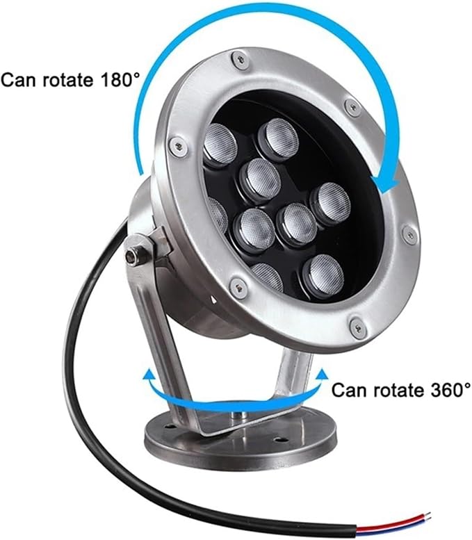 Rotatable LED Underwater Pond Lights 12W &amp 24W Green Spotlights for Outdoor Landscape Warm Color Fountain &amp Pathway Lighting Waterproof Garden Lights