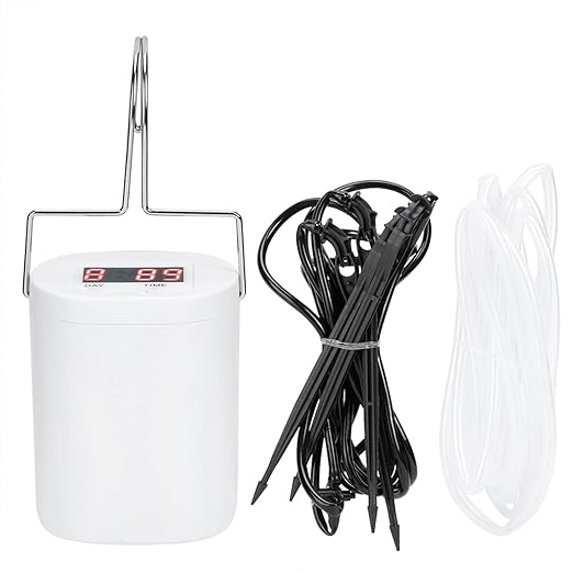 Intelligent Charging Potted Plant Timing Watering Kit Automatic Drip Irrigation System Watering Controller with 4 Outlet Dripper for Indoor Outdoor Plants Rechargeable