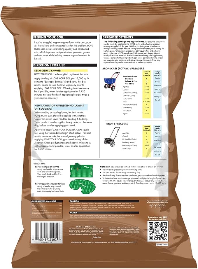 Jonathan Green (12191) Love Your Soil Soil Food for Lawns in Hard Soils - Soil Amendment for Grass &amp Vegetable Gardens (15000 Sq. Ft.)