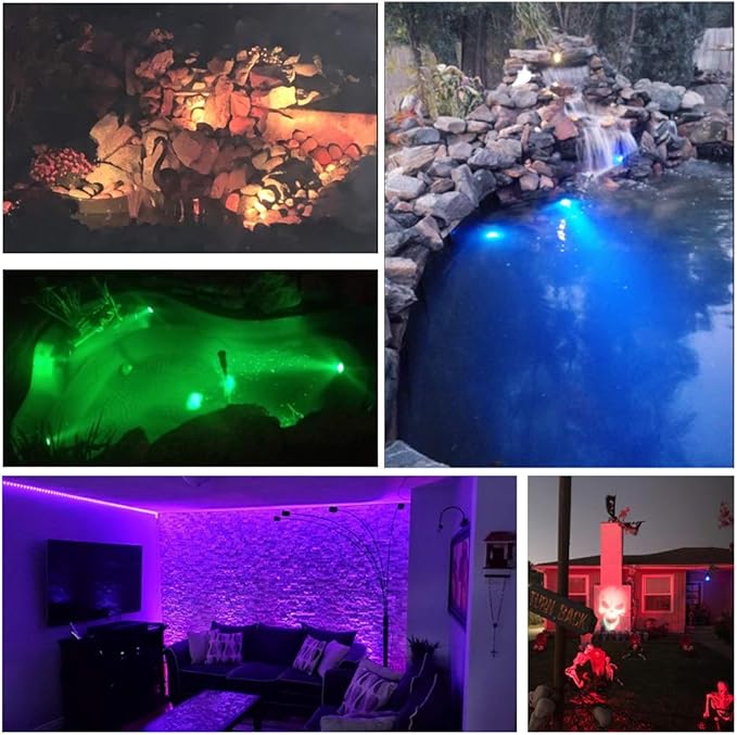 SHOYO Pond Lights Color Changing Spotlights Underwater Fountain Lights IP68 Waterproof RGB Memory Dim Adjustable Submersible for Outdoor Waterfall Pond Fountain Pool 2 in Set