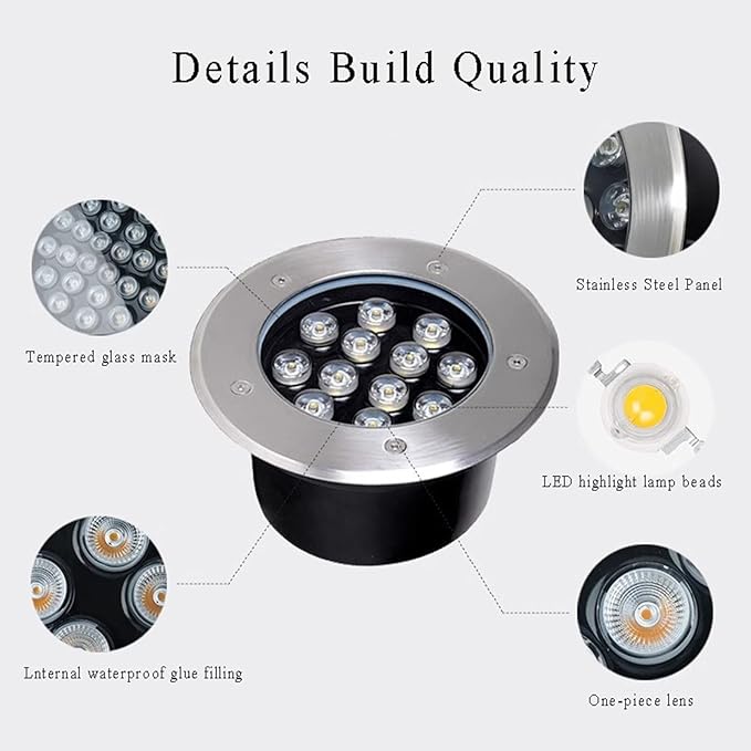 Outdoor Recessed Ground Light LED Underground Light IP66 Waterproof Buried Lights AC85-265V Spotlight for Garden Sidewalk Stair Pathway Walkway Yard Landscape Lighting