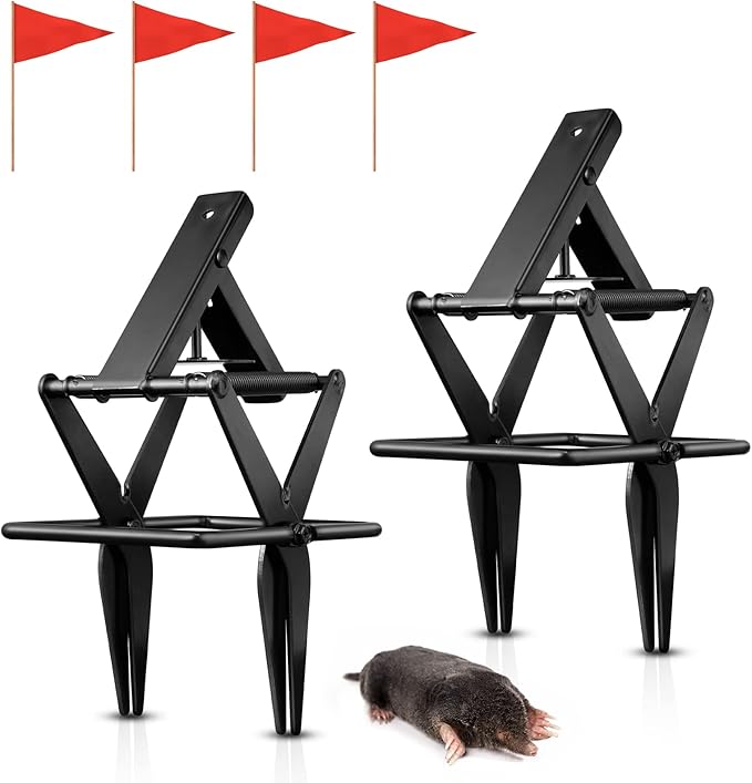 2 Pack Mole Trap Mole Traps that Kill BestMole Killer Easy to Set Mole Traps for LawnsMole Trap Scissor Metal Gopher Trap Large (Black)