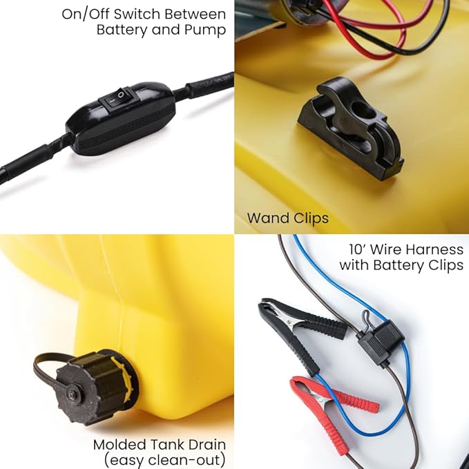 15 Gallon Gold Spot Sprayer – 2.2 GPM SHFLO 12V Pump Deluxe Handgun with Adjustable Tip 15’ Hose – ATV/UTV Sprayer for Lawn Garden Weed &amp Pest Control