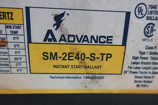 ADVANCE SM-2E40-S-TP Instant Start Fluorescent Ballast 40W 120V-AC D652049