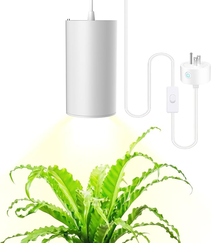STERREN Pendant Grow Lights30W Full Spectrum Plant Light with On/Off Switch Auto Timer White Plug in Hanging Lights for Indoor Plants with 21 FT Height Adjustable Power Cord