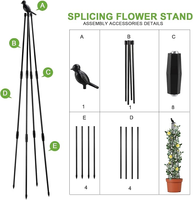 2Pack Garden Trellis for Climbing Plants OutdoorTall Plant Vine Support TowerGarden Obelisk Trellis Plant Tomato Cage for Flowers Stands Indoor Potted PlantBlack (120cm)