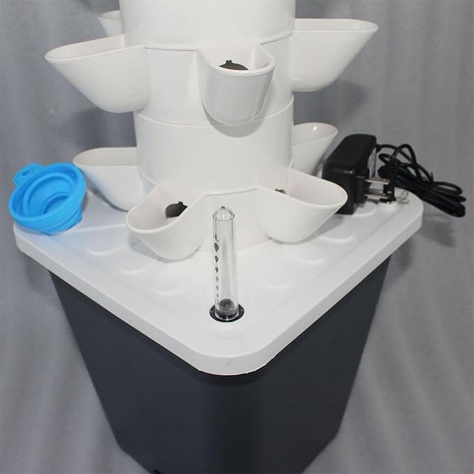 Hydroponic Tower(15/18/25/30 Holes) Hydroponic Growing System Adapters + Water Pump Energy Saving + Easy to Use for Indoor Herbs Fruits and Vegetables15