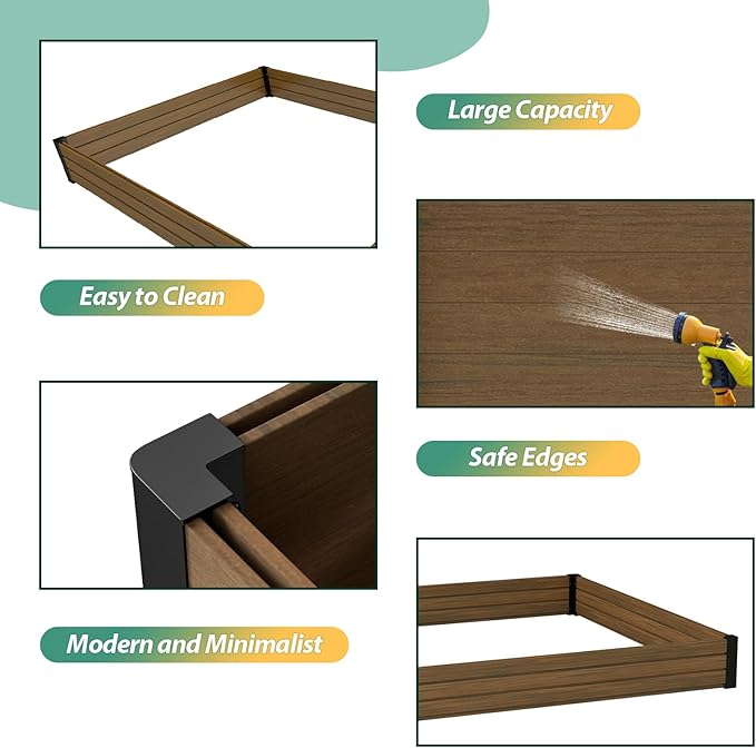Composite Garden Planter Box with Open Base - Outdoor Raised Bed for Vegetables Flowers and Herbs Durable Eco Friendly Easy to Assemble Low Maintenance