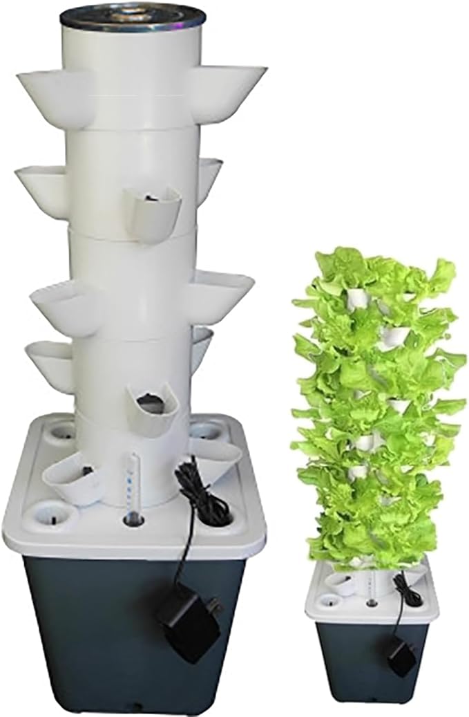 Hydroponic Tower(15/18/25/30 Holes) Hydroponic Growing System Adapters + Water Pump Energy Saving + Easy to Use for Indoor Herbs Fruits and Vegetables15