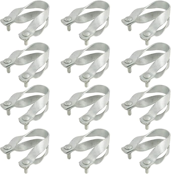 Cross-Connector (Purlin Bracket) for Greenhouse - Galvanized Steel (12 Pack w/Bolts) (1 3/8 x 1 3/8)