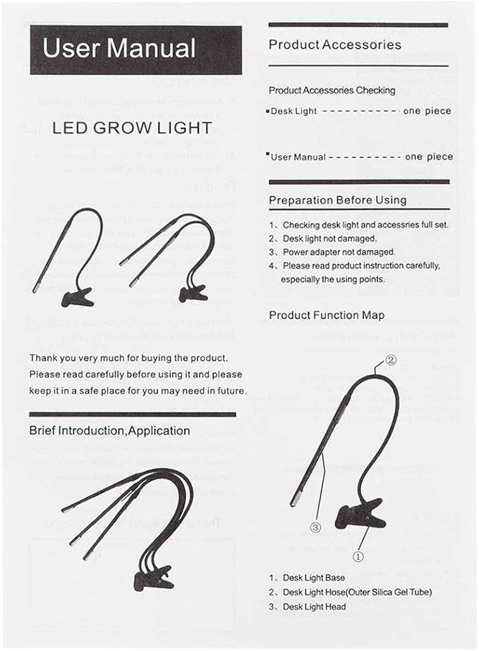 YWBL-WH 30W USB 3 Tubes Flexible LED Grow Light Full Spectrum Growing Lamp Adjustable Three-Head Indoor Light for Plants and Flowers with Flexible Gooseneck