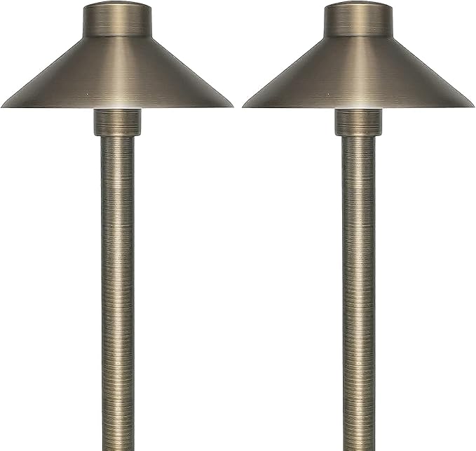 GKOLED 4 Pack Mini Brass Landscape Spotlights (MR8 Bulbs Included) with 2 Pack Brass Landscape Path Lights (G4 Bulbs Included) with 1 Pack 120W Low Voltage Transformer