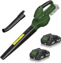 SEYVUM Leaf Blower 20V Cordless Blower with 2 x 2.0Ah Battery Electric Leaf Blowers for Lawn Care 350 CFM 150 MPH Battery Powered Leaf Blower for Patio Garden Cleaning Fast Charger Dark Green