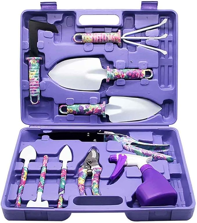 All-in-One Plant Care Gardening Tools Kits Garden Tools Set for Home Garden with Carrying Case 10 Pieces