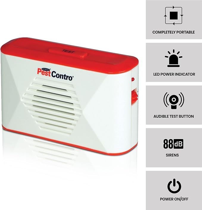 PestContro Portable Ultrasonic Rodent Repeller Cordless Non-Lethal Pest Control Dual Frequency Mice Rats Squirrels Chipmunks Kitchen Office Garage Basement Shed Storage Attic