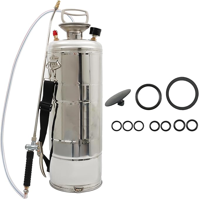 HOSTIC 3 Gallon Stainless Steel Sprayer Hand Pump Sprayer with Pressure Gauge Valve Adjustable Nozzle for Gardening Lawn and Cleaning
