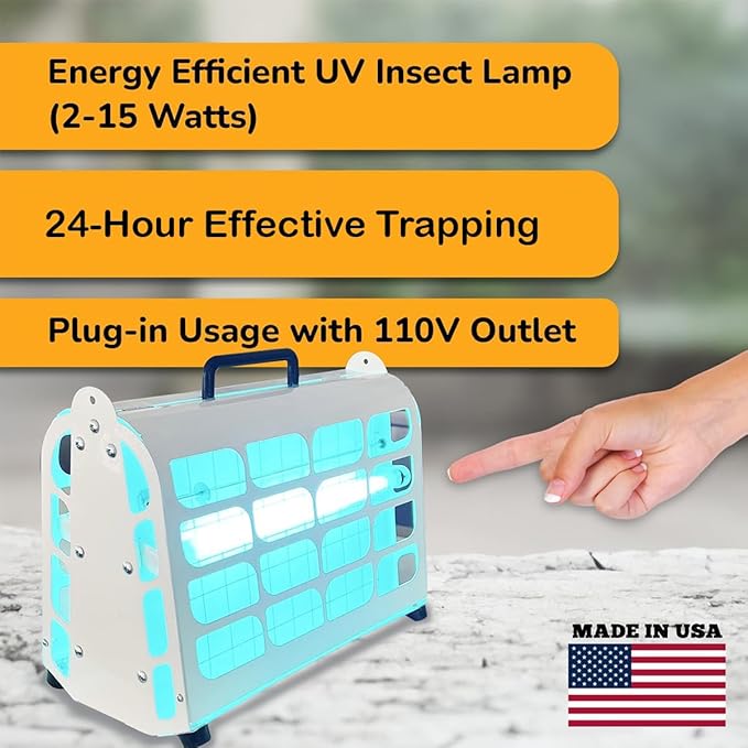 Gardner ATMX-30 Indoor Fly Trap for Restaurants Garages Commercial &amp Industrial Use - Portable Insect Control for Capturing Flies Moths Gnats Mosquitos and Other Flying Insects - Made in USA