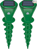 Mole Repellent Solar Powered2 Pack Ultrasonic Gopher Repeller IP65 Waterproof for Lawn Garden Yard Sonic Vole Repellent Mole Killer Outdoor Get Rid of Snake Groundhog Chipmunk Squirrels-Dark Green