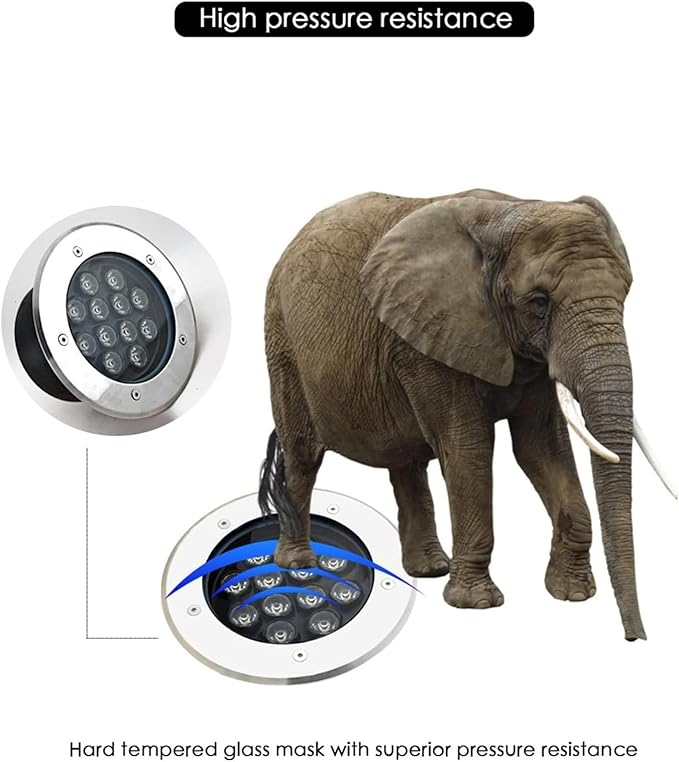 Outdoor Buried Lamp IP67 Waterproof Recessed Landscape Lights Stainless Steel Round Spotlight AC85-265V Low Voltage Floodlight for Villa Patio Lawn Lighting(Yellow Light6 W)