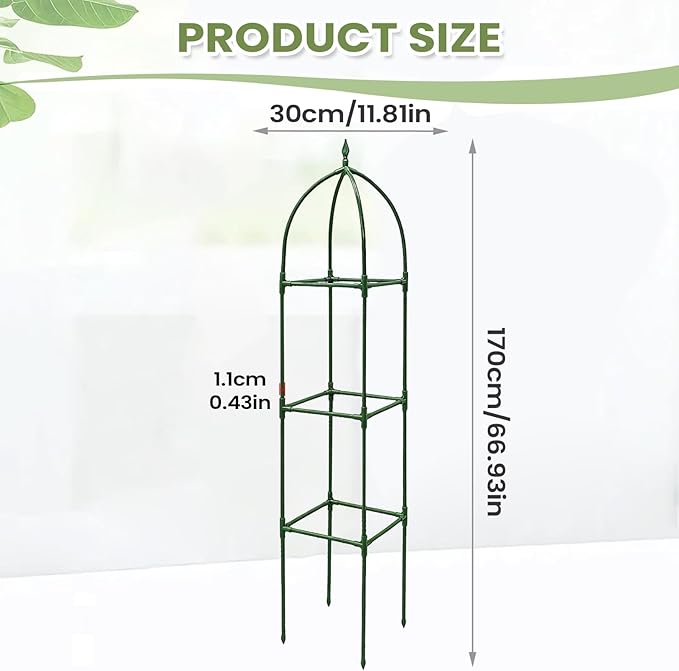 Garden TrellisAdjustable Height Vertical Obelisk Stand - Tall Trellis for Climbing Plants Outdoorfor Balcony House Outside Wedding Vegetable Flower Fruit