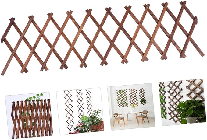 YARNOW Expandable Garden Trellis Versatile Climbing Plant Support Panel Height Durable Carbonized for Outdoor Fencing and Garden Decoration