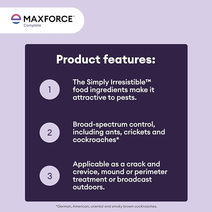 Maxforce Complete Granular Insect Bait 4 lb | for Indoor and Outdoor Perimeter Use | Delayed Kill for Colony Control | Effective Against Ants Roaches Silverfish Earwigs and Other Crawling Insects