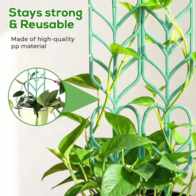 Plant Trellis for Climbing Plants Indoor Outdoor Plastic Garden Trellis Adjustable Potted Plant Support for Pothos Ivy Hoya Monstera &amp Flower Vines (9PCS)