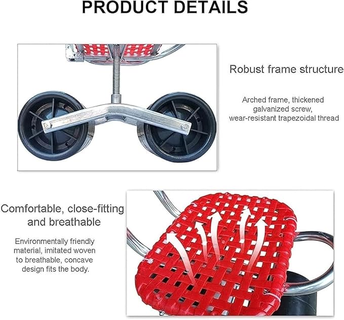 Garden Cart Wheeled Seat Mobile Stool Bench Adjustable Rolling Garden Cart with Seat 360°Rotating Gardening Seat on Wheels for Gardener Planting