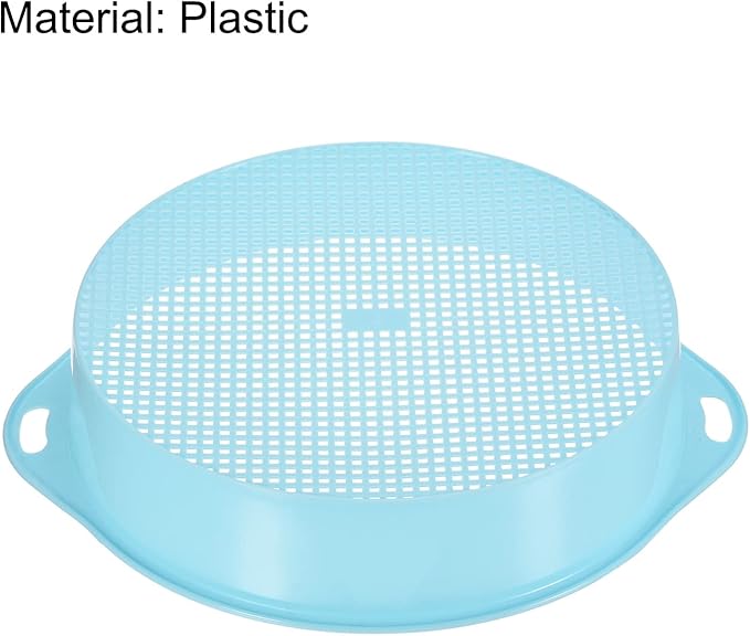 MECCANIXITY Garden Sifting Pan Round Potting Sieve Plastic Mesh Filter Soil Screen Gardening Tool for Garden Yard Blue 2 Pack
