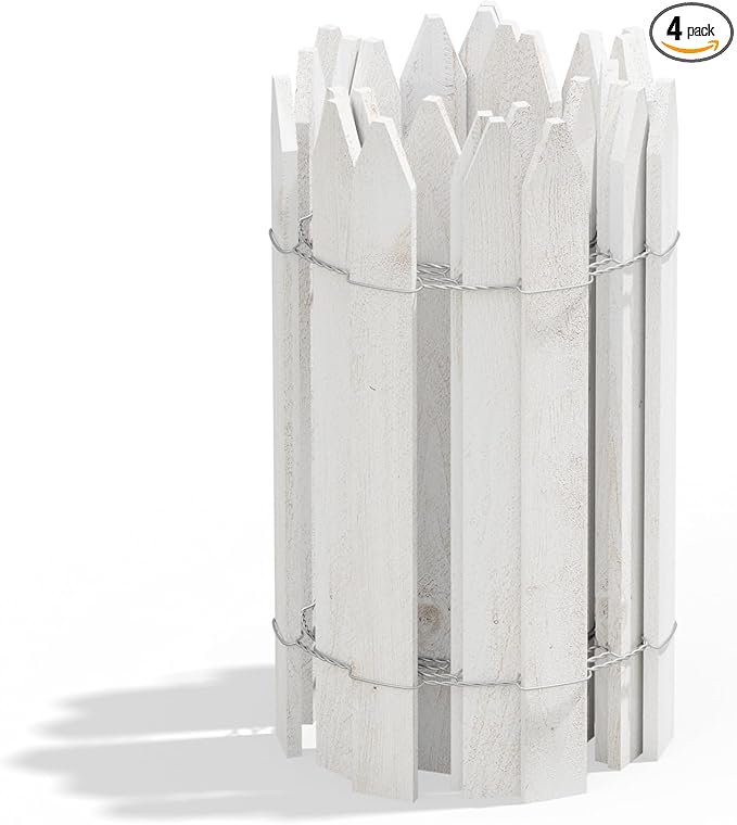 Greenes Fence Cedar Wood Garden Picket Fence White 16 H x 8' L (4-Pack 32' Total)