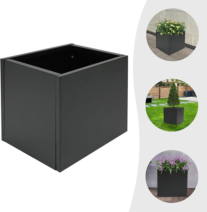 Raised Garden Bed 16 * 16 * 16in Steel Square Planter Flower Box for Indoor Outdoor Balconies Gardens Decks Patios Decks Front Porches (16 * 16 * 16in)