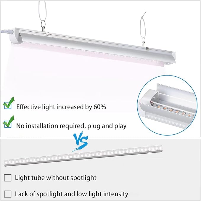 Grow Light for Indoor Plants 4ft T8 270W (6 x 45W) Super Bright Full Spectrum Sunlight LED Grow Lights 6-Pack