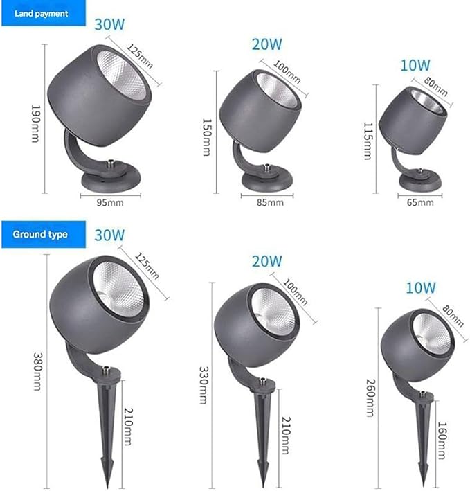 Rotation Spotlight - LED Floodlights AC85-265V Lawn Park Tree Lamps IP65 Waterproof Outdoor Decorative Round Flood Lamp for Garden Villas Path Landscape Lighting(WhiteB-20W(AC85-265V))