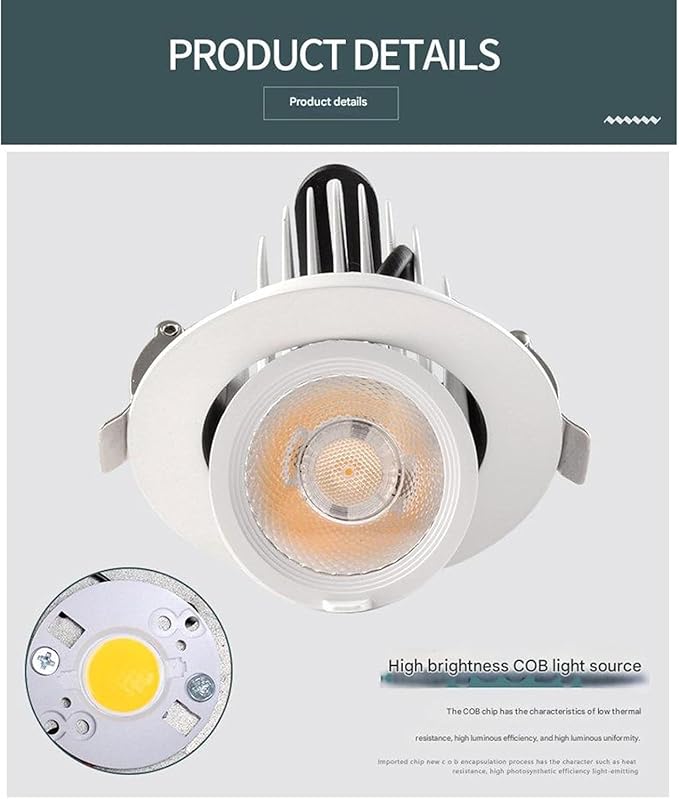 COB Recessed Spotlight Opening High-Transparency Adjustable Angle Elephant Trunk Light for Shop Exterior Walls Wedding Dress/Clothing Store Windows(Warm White40W(AC111-240V))