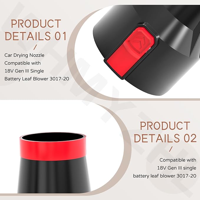 Car Drying Nozzle Compatible with 18V Gen III Single Battery Leaf Blower 3017-20