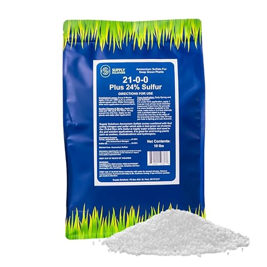 Supply Solutions 21-0-0-24S Ammonium Sulfate for Deep Green Plants - Soil Acidifier for Blueberry Blooms Azalea and Magnolia Tree Fertilizer - Sulfur for Plants Nitrogen Fertilizer (10 Pounds)