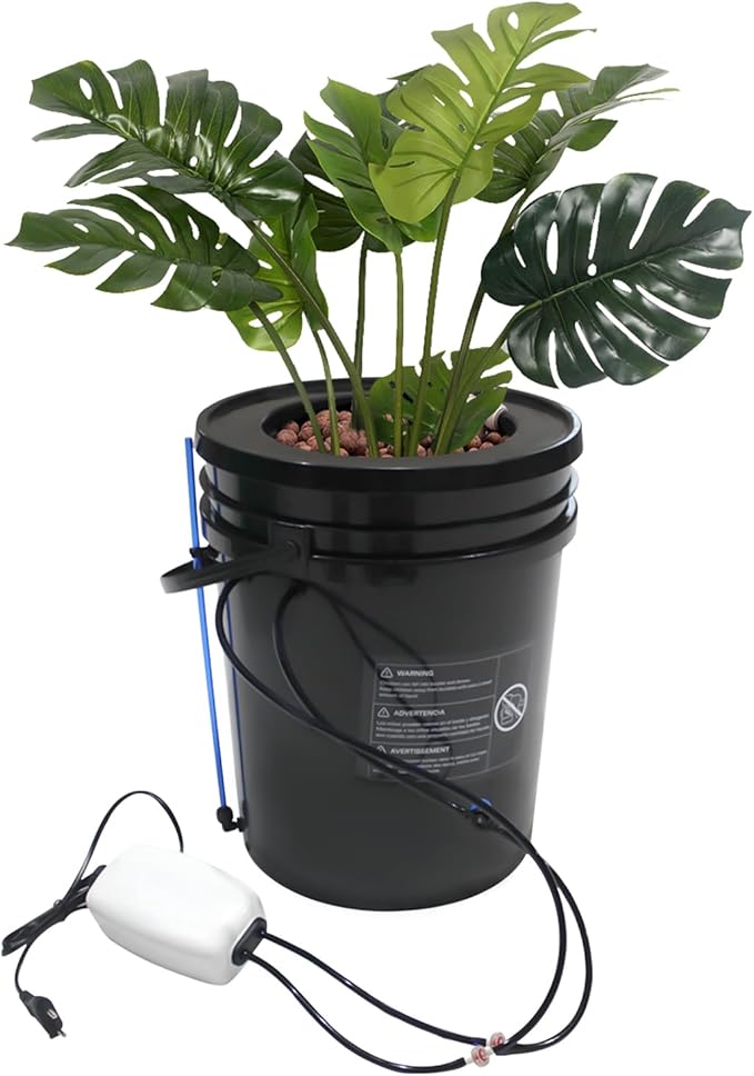 5 Gal Hydroponic Growing System Indoor Deep Water Culture with Drip Irrigation &amp Air Pump 8 Basket Kit for Vegetables Herbs Home Garden