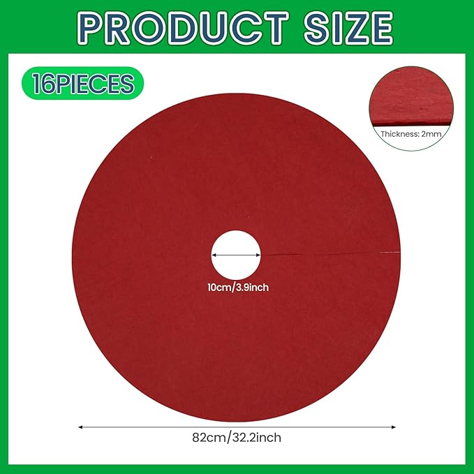 Shimeyao 16 Pcs 32. 2 Inch Non Woven Tree Mulch Ring Round Tree Weed Barrier Mat Reusable Landscape Protector Base Barrier Fabric for Weed Root Protection (Red)