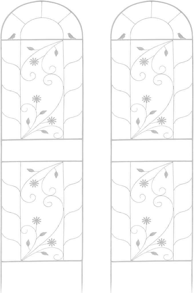 2-Pack Metal Garden Trellises for Climbing Plants 20x83 inch Decorative Garden Fencing Flower Trellis for Vine Vegetables Roses in Patio Yard Outdoor-Decoration Arched-Fence-Trellis(White)