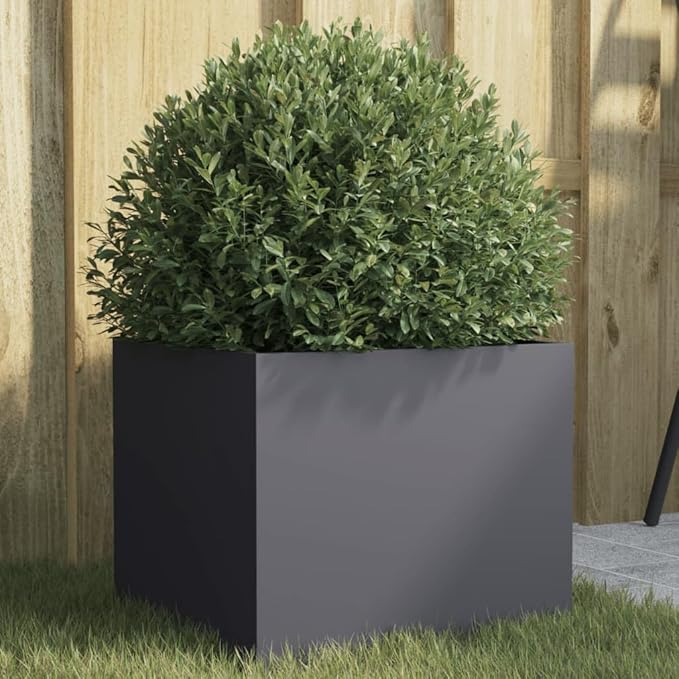Raised Planter Box 12.6x11.8x11.4 Outdoor Elevated Garden Bed Anthracite Steel Raised Flower Bed for Patio Planters and Garden Boxes