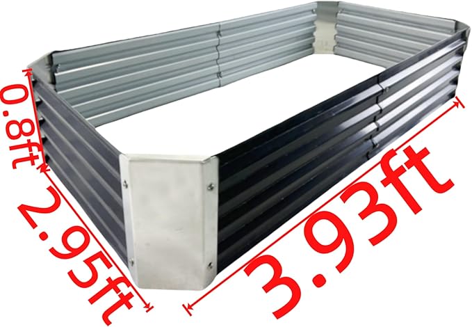 4ft x 3ft Galvanized Raised Garden Bed Horticultural Planting Box Metal Planter Boxes Outdoor Suitable for Plants Flowers Vegetables Herbs Fruits Dark Grey