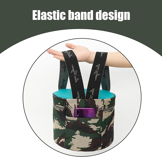 NIDONE Garden Stool Heavy Loading Gardening Stool with Elastic Band 10-inch Portable Wearable Chair with Removable Cover Side Pocket