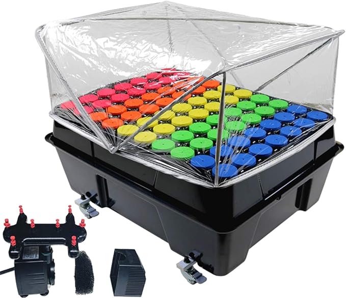 HORTIPOTS Cloning Machine Aeroponic Cloner System 70 Site for Plant Cuttings Using 1.625 inch Neoprene Clone Inserts (1-5/8 inch)