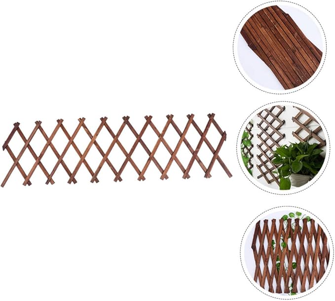 KESYOO Carbonized Wood Flower Stand Expandable Vine Support Garden Trellis Fence Panel Plant Climbing
