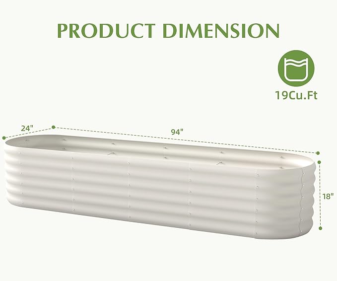 DDK Galvanized Raised Garden Bed Outdoor Planter Bed 8x2x1.5ft Metal Planter Box for Gardening and PlantingMW