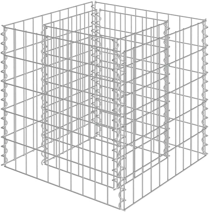Gabion Raised Bed Silver Galvanized Steel 19.7x19.7x19.7 inch Cubic Outdoor Planter for Garden Patio Heavy Weight Endurance Rust Resistant